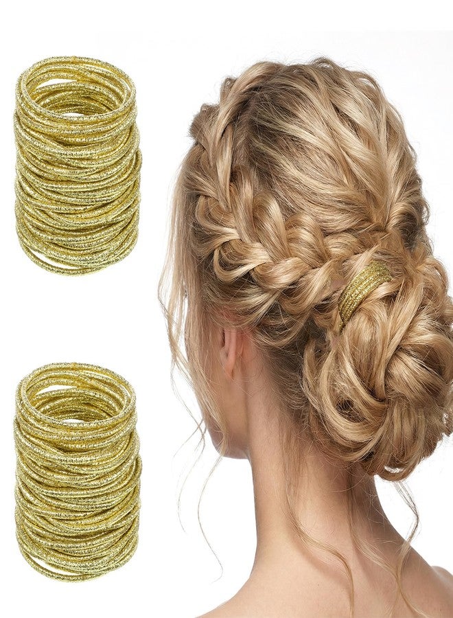 Styquenzer ٥٠ ربطة شعر ذهبية، أربطة مطاطية ذهبية للشعر، ربطات مرنة بدون معدن، إكسسوارات ذيل حصان، سمك 2 مم (0.08 بوصة)، قطر 4.2 سم (1.65 بوصة)، مناسبة للشعر الناعم إلى المتوسط. - Image 1